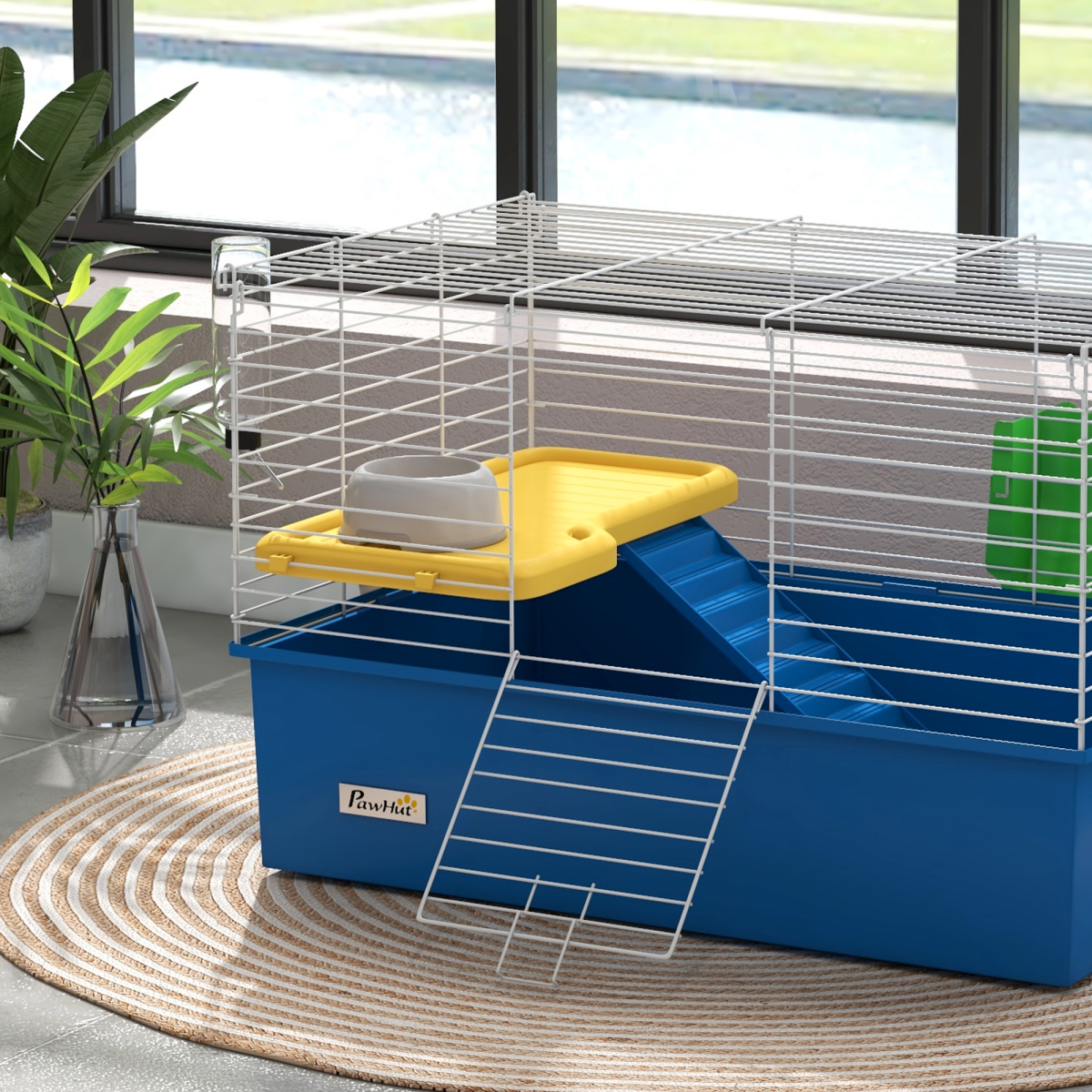 PawHut Small Animal Cage for Rabbits and Guinea Pigs, Blue