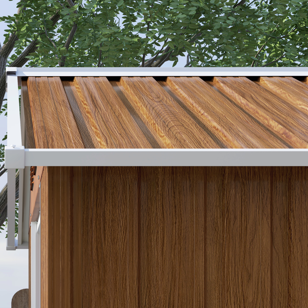Outsunny 6.5 x 3.5ft Galvanised Steel Garden Shed, Brown Wood Effect