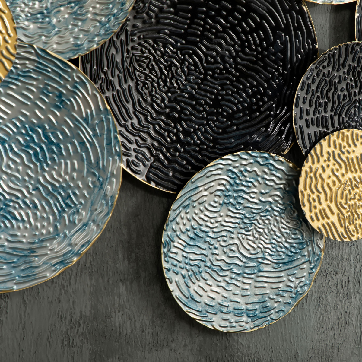 3D Minimalist Metal Multi-Disc Circle Wall Art Hanging Sculpture, Ready to Hang, 66 x 133 cm