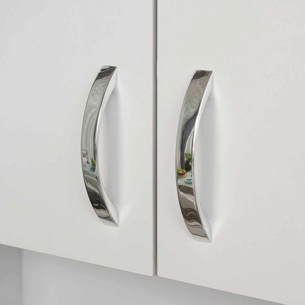 White Kitchen Storage Cabinet with 3 Drawers, 2 Cupboards and Open Shelf, Wooden Cupboard Organizer Furniture