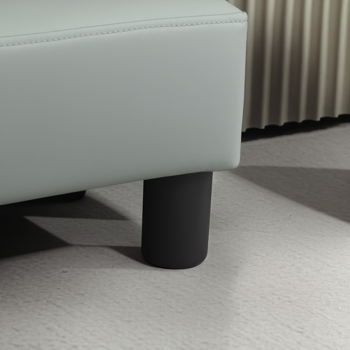 HOMCOM Grey Faux Leather Footstool with Foam Padding, 100kg Capacity