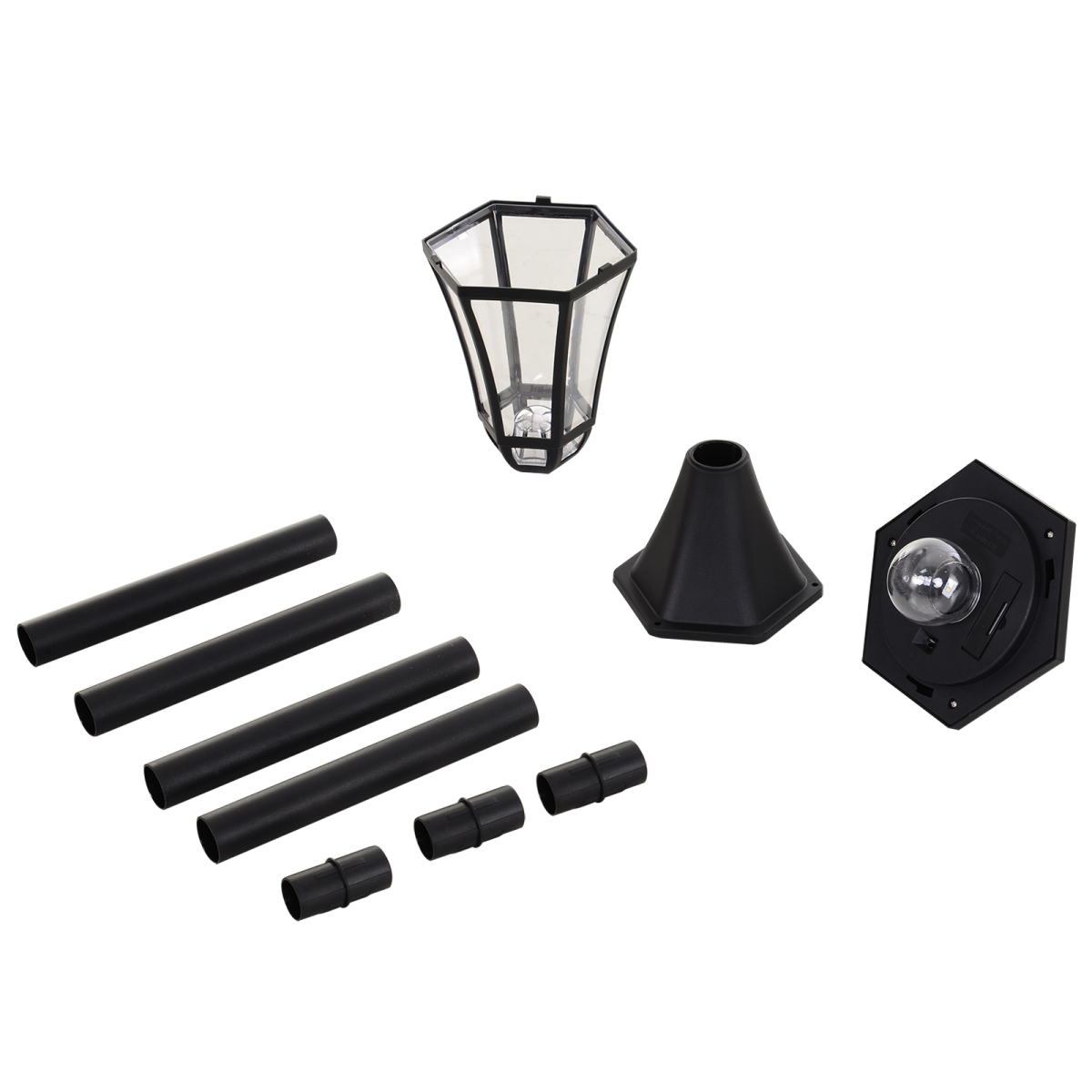 Outsunny 2-Piece LED Solar Powered Garden Lamp Post Lanterns, Black