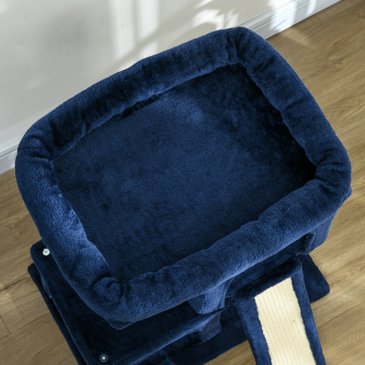 PawHut Cat Tree with 2 Houses, Perch & Scratching Posts, Navy Blue
