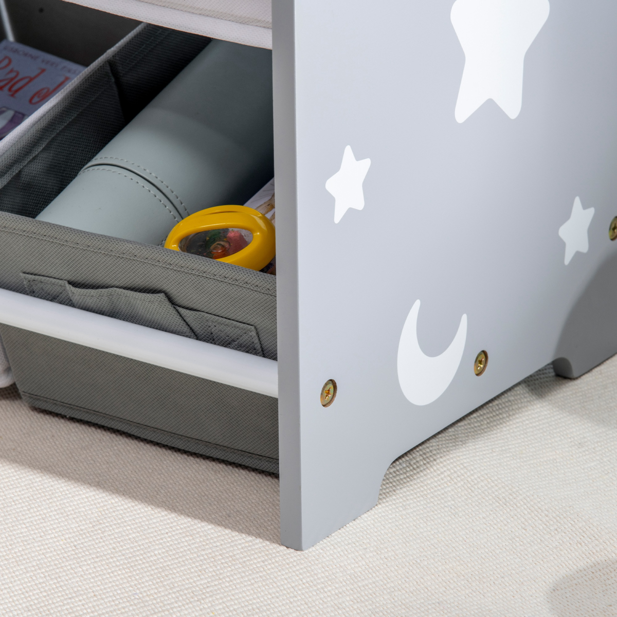 ZONEKIZ 9-Basket Storage Unit for Nursery Playroom, 3-Tier Kids Toy Storage, Grey