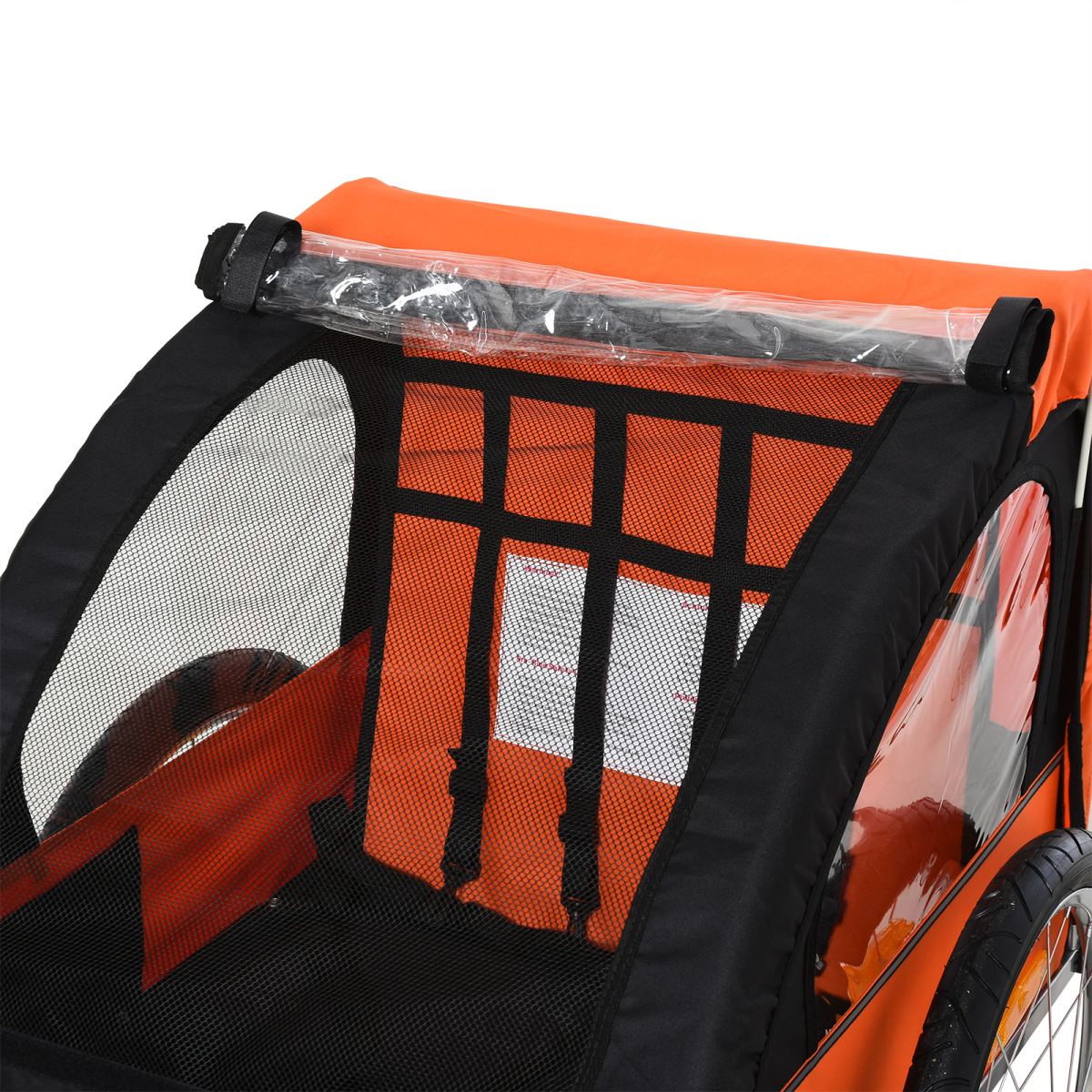 HOMCOM 18m 2-Seat Child Bike Trailer for Kid w/ Steel Frame Seat Belt Orange