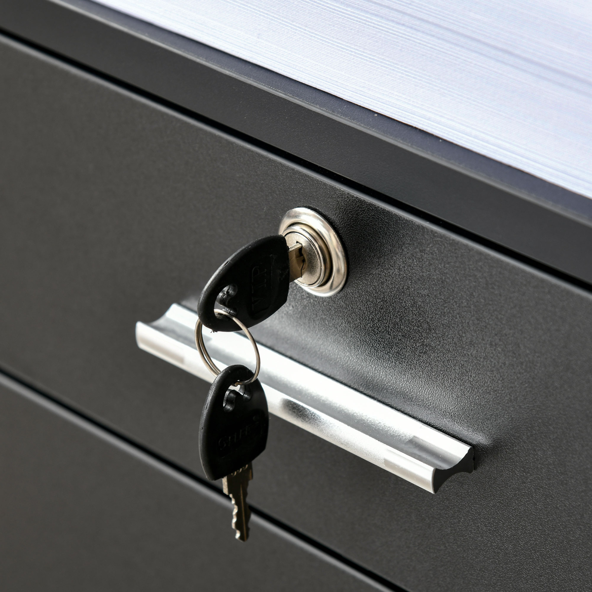 Mobile Lockable File Cabinet with 5 Wheels, Small Drawer and Open Shelf, Black