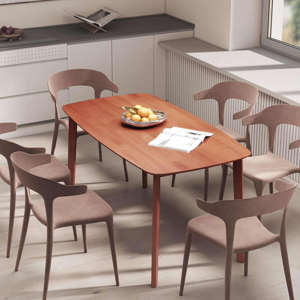 HOMCOM 150cm Rectangular Dining Table, Solid Wood Frame, Light Brown