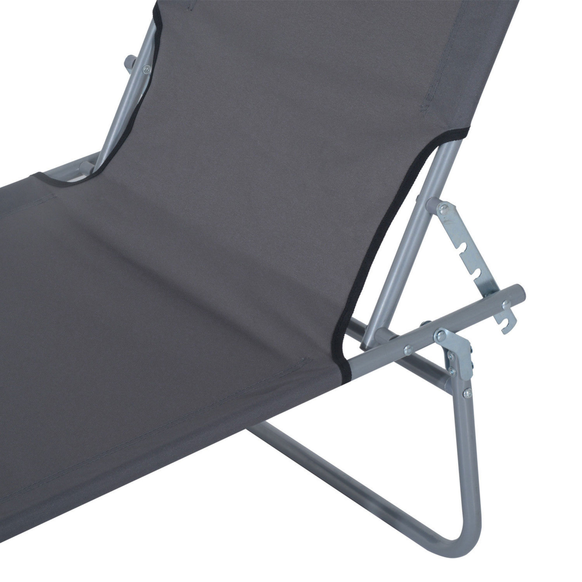 Outsunny Folding Sun Lounger Recliner with Adjustable Awning, Grey