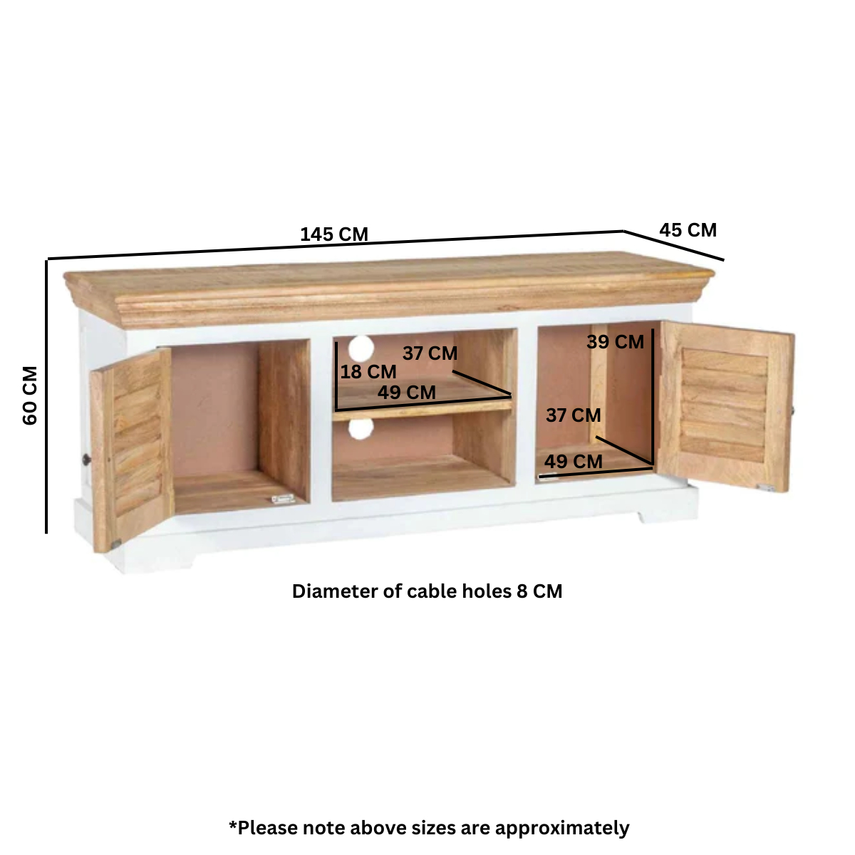 Alfie Tv Cabinet Upto 57" Solid Mango Wood