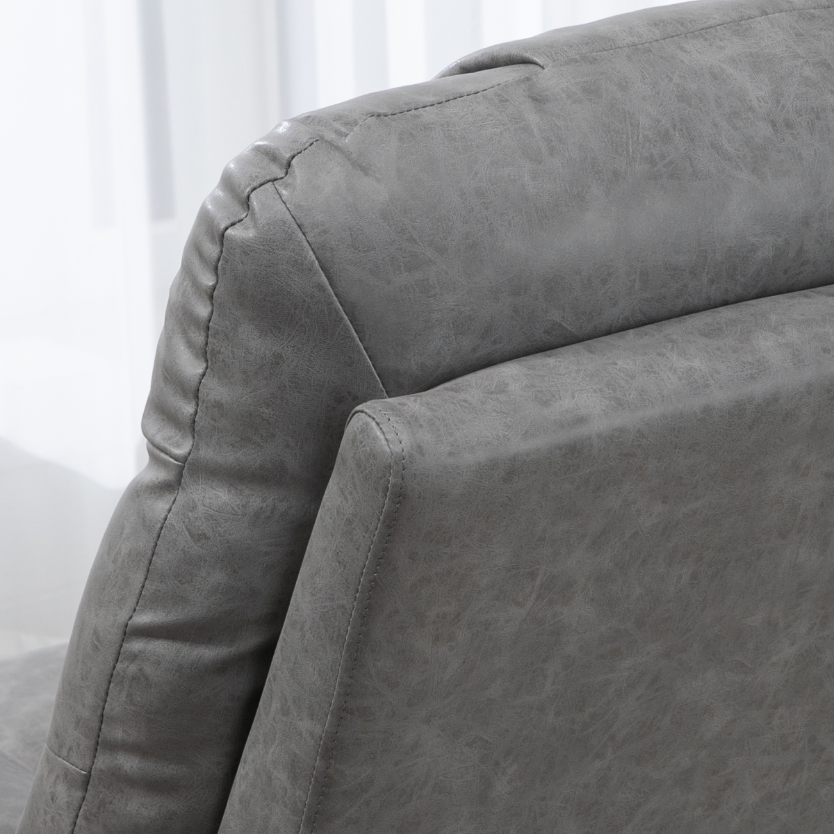 HOMCOM PU Leather Manual Recliner Chair with 360 Degree Swivel, Cup Holders and Side Pockets