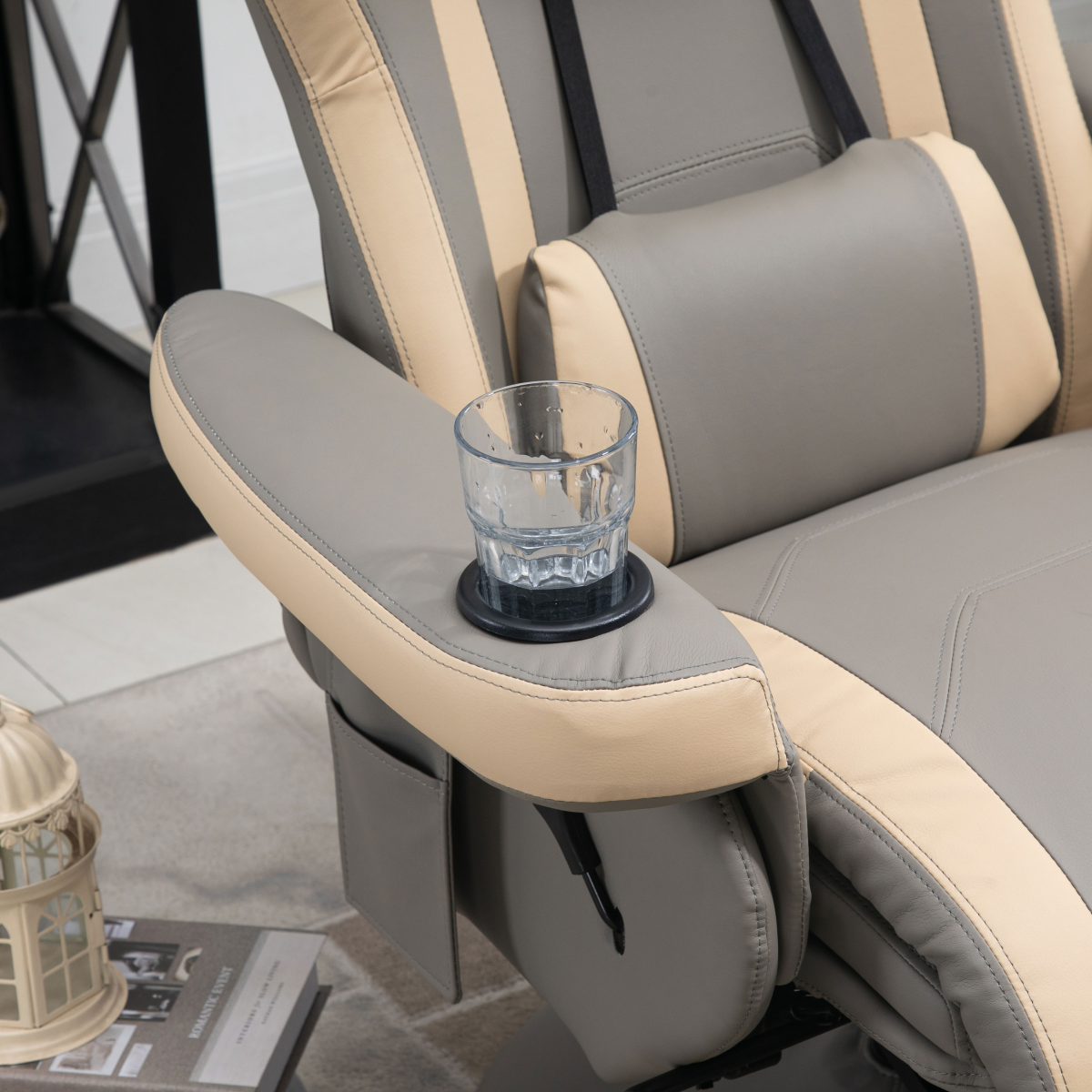 HOMCOM Manual Recliner Armchair with Footrest, 135° Reclining, 360° Swivel, Faux Leather