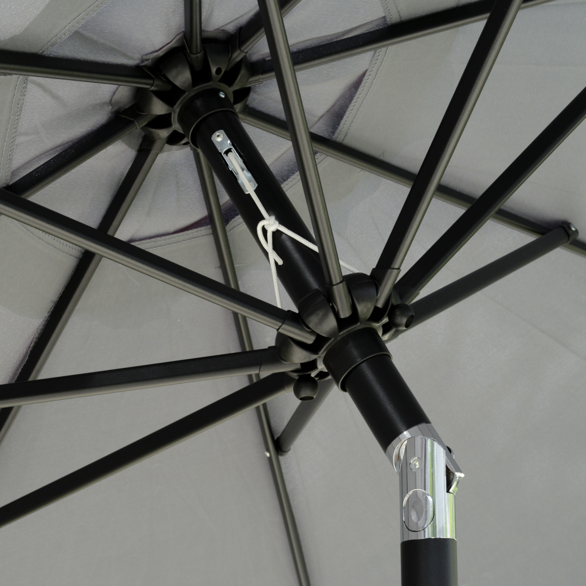 Outsunny 2.66m Charcoal Grey Patio Umbrella with Scalloped Edge, Crank Handle and Tilt Function