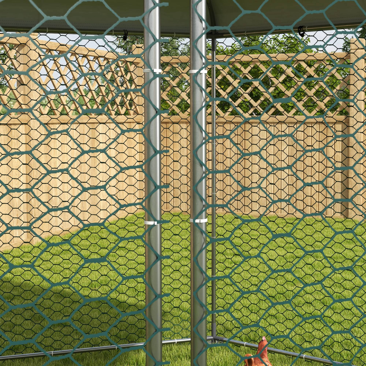 PawHut Walk-In Chicken Run with Cover for Chickens, Ducks and Rabbits