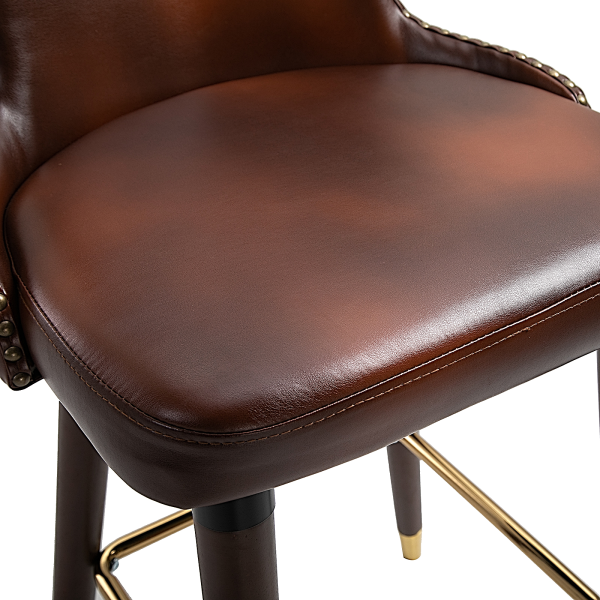 HOMCOM Set of 2 Brown PU Leather Bar Stools with High Back