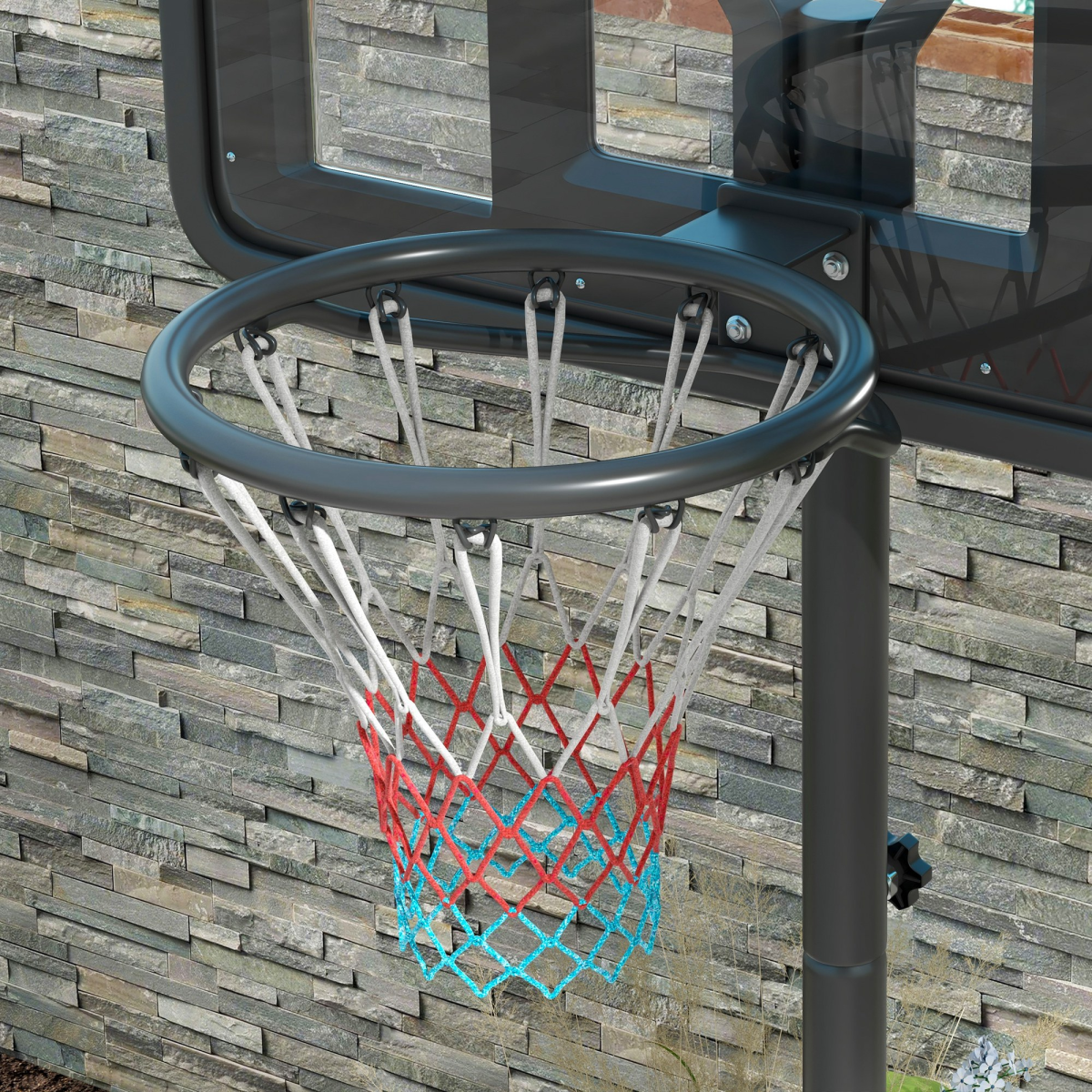 SPORTNOW Basketball Backboard Hoop Net Set with Wheels, 200-305cm, Black