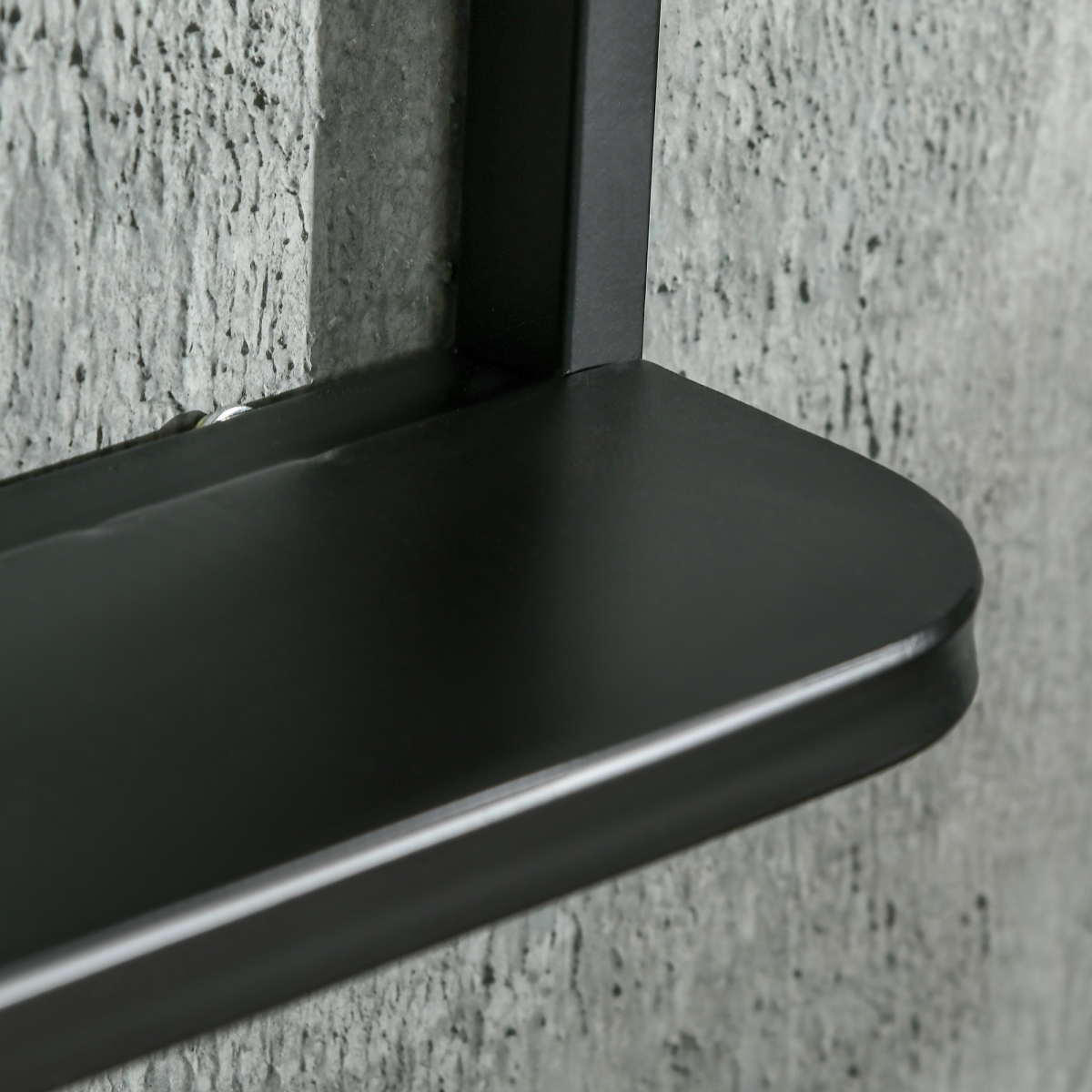 Square Wall Mirror with Shelf, 70x50 cm, Black Metal Frame