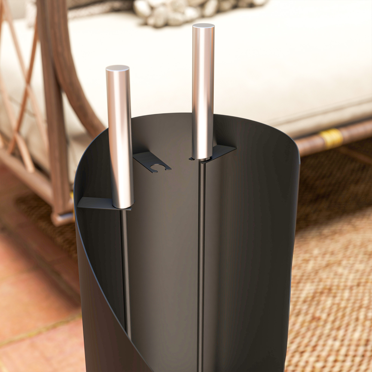 Outsunny 4-Piece Metal Fireplace Companion Set, Black