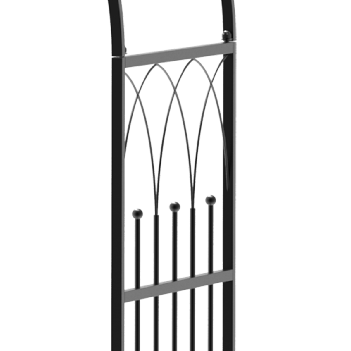 Outsunny Garden Arch Bench with Trellis Arbor, Outdoor Patio Metal Bench for Climbing Plants, Antique Black