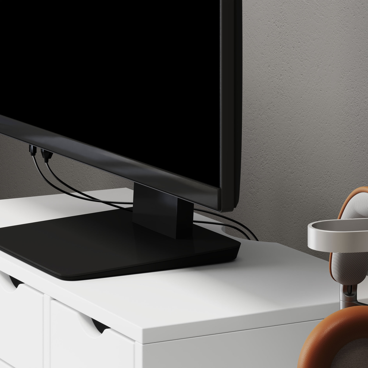 HOMCOM White Monitor Stand Riser with 3 Drawers, Wire Slot