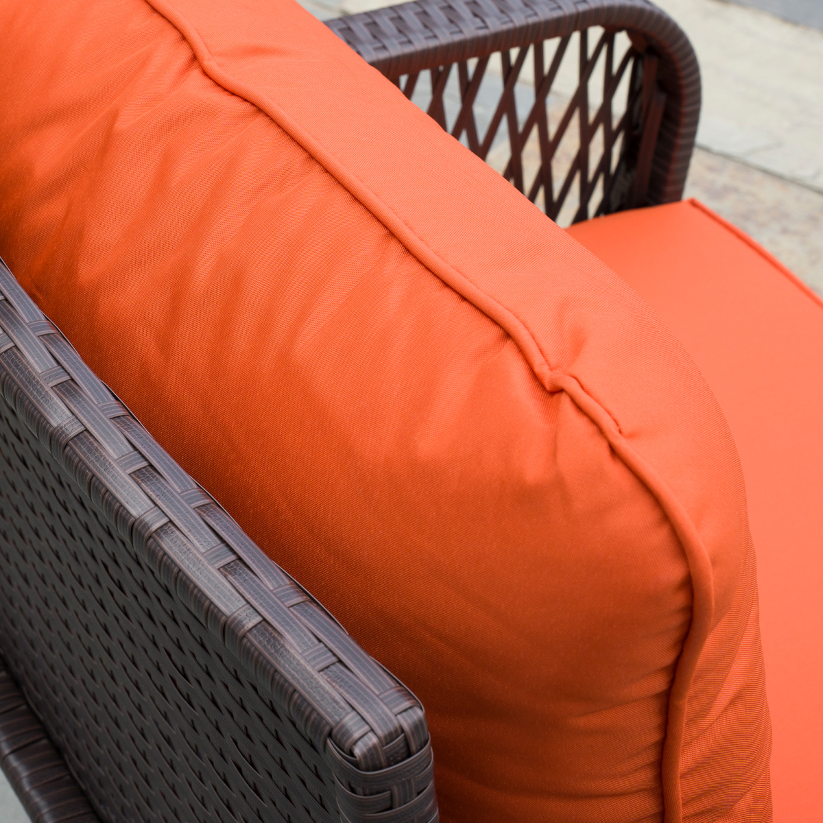 Outsunny 3-Piece Orange Patio Rattan Bistro Set with Cushions & Glass Table