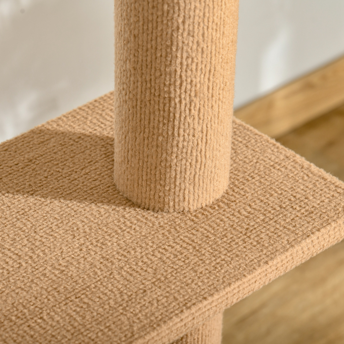 PawHut 260cm Floor-to-Ceiling Cat Tree for Indoor Cats, Adjustable Height, 4 Platforms, Brown