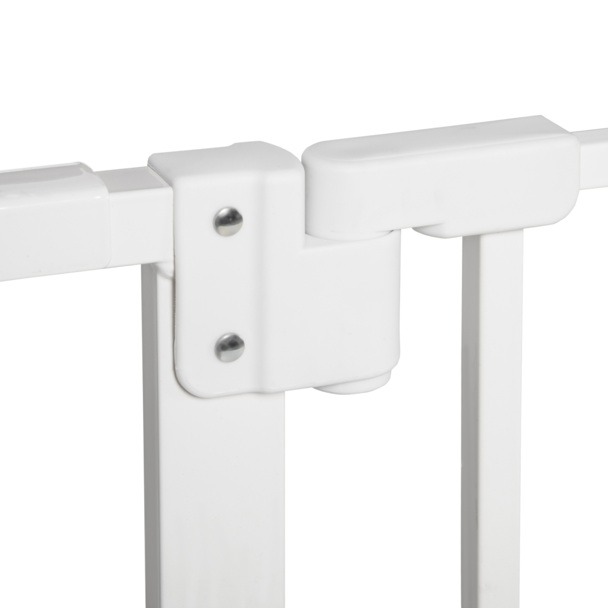 Adjustable White Safety Gate with 3 Extensions and 4 Screws
