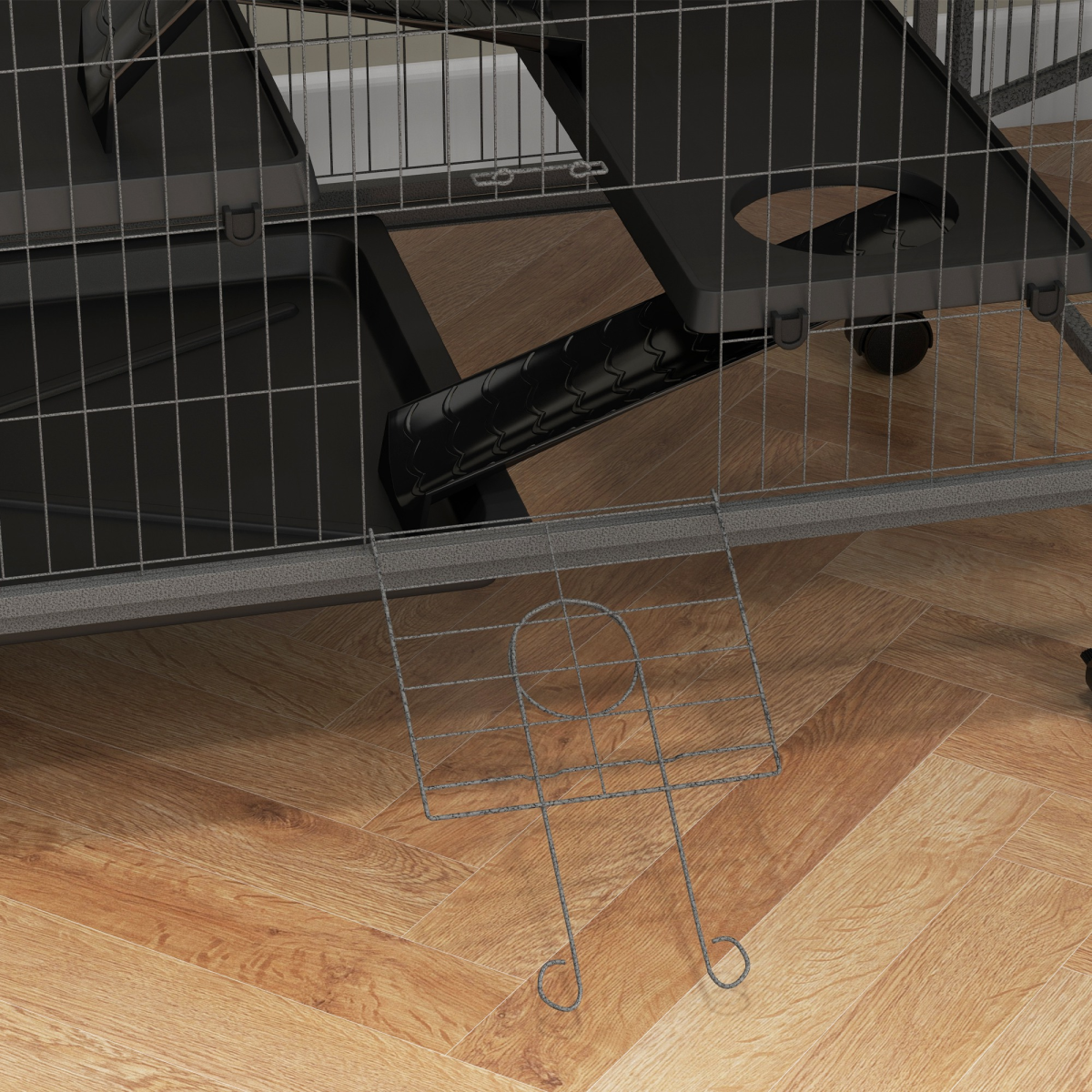 PawHut Multi-Level Small Animal Cage with Hammock, Tray & Wheels
