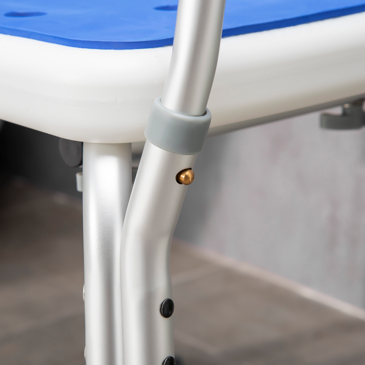 EVA Padded Adjustable Height Shower Stool with Back and Arms, 4 Suction Foot Pads