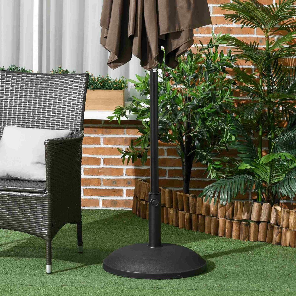 Outsunny 25kg Round Black Umbrella Base Stand for 35/38/48mm Poles