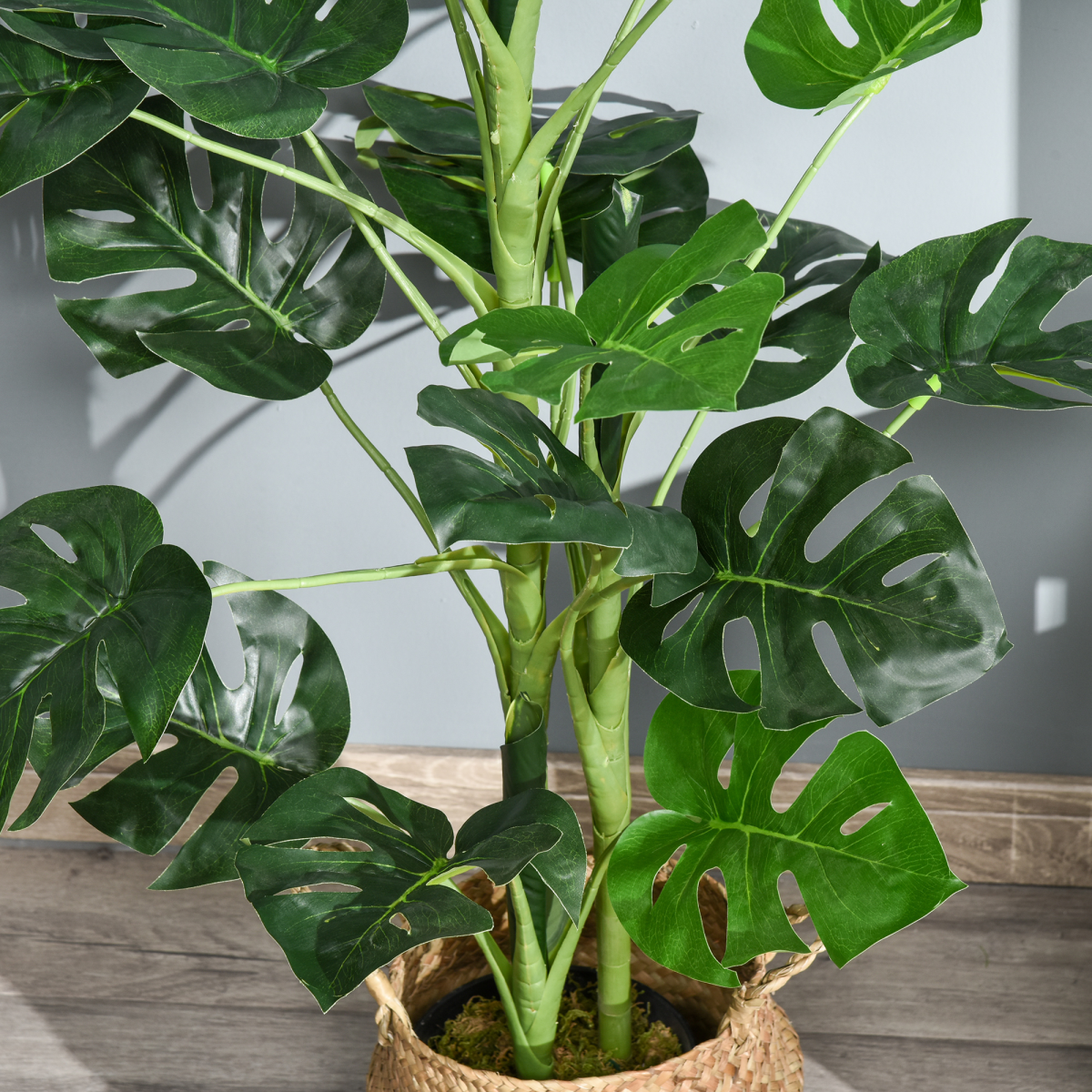 Outsunny Artificial Monstera Tree, 21 Bendable Leaves, Indoor Outdoor 1m