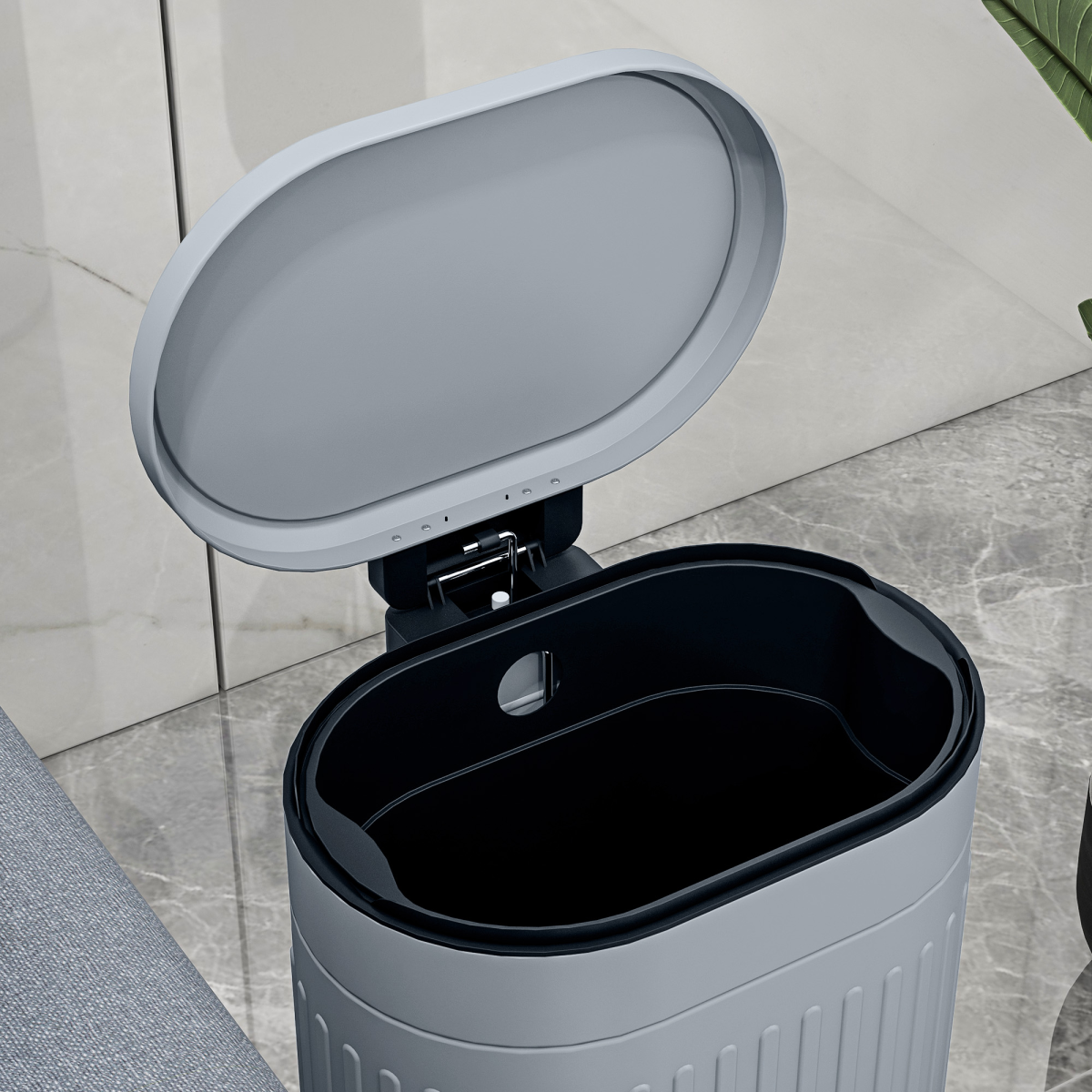 HOMCOM 20L Soft Close Pedal Bin with Stay-Open Lid - Grey