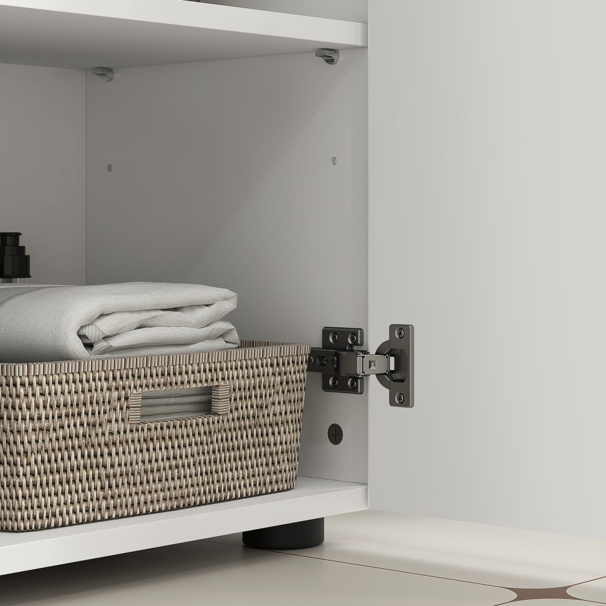 kleankin White Bathroom Vanity Cabinet, Under Sink Storage with Shelf
