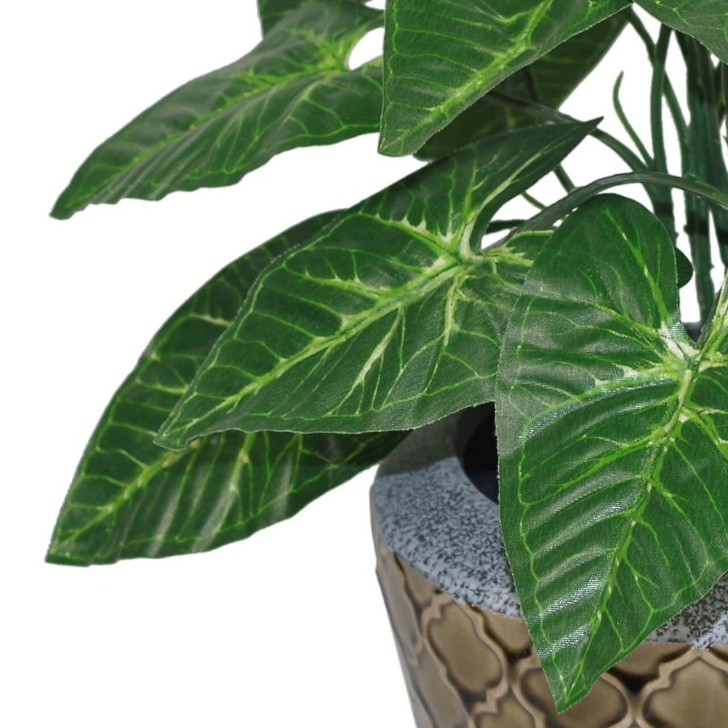 Leaf 45cm Artificial Dark Taro Plant in Moss Covered Pot