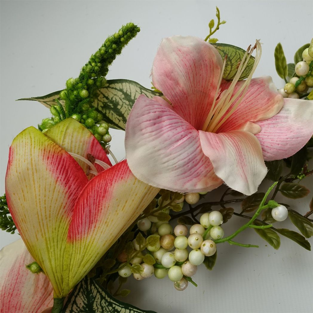 Leaf 60cm Large Artificial Pink Blossom Wreath