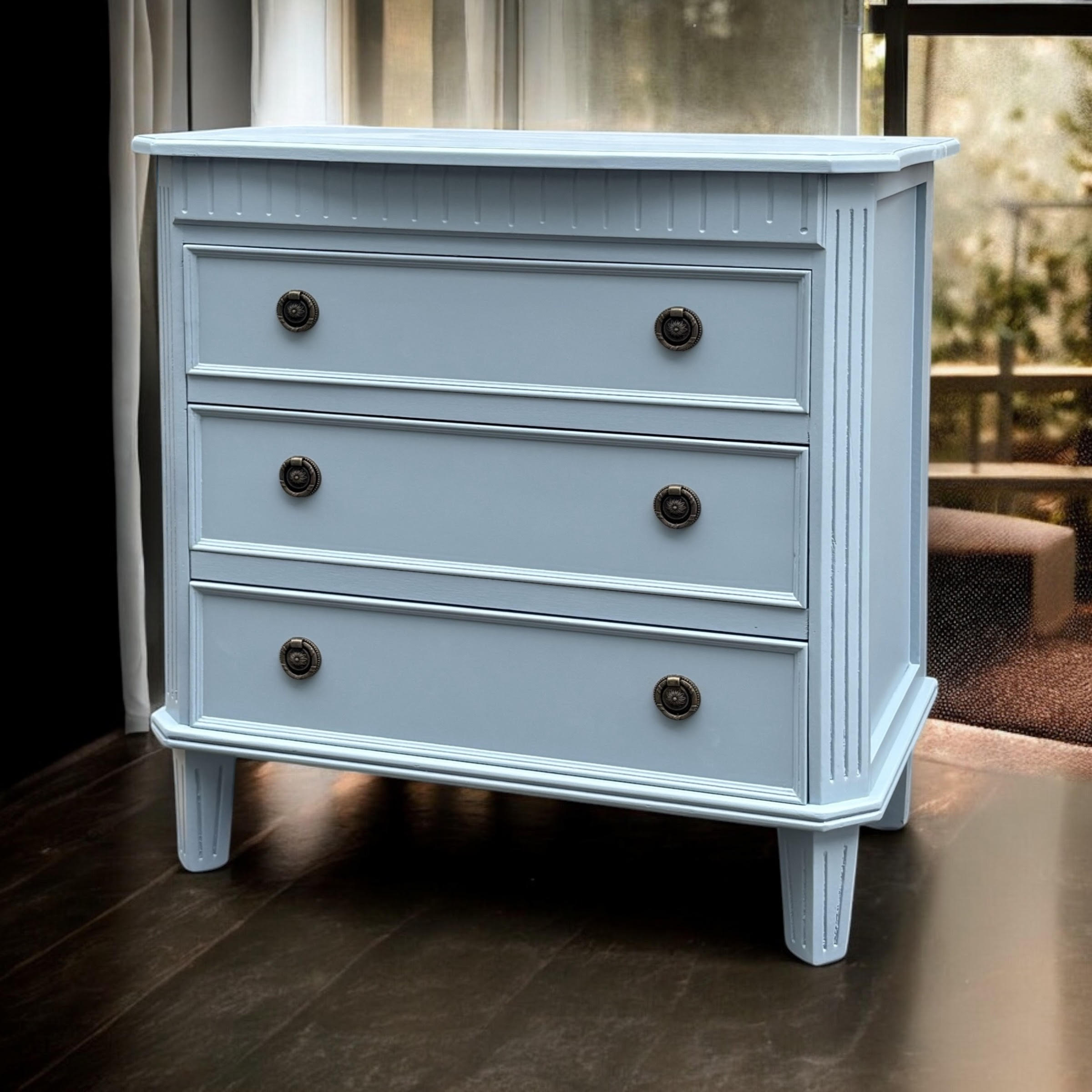 MSL 68cm 3 Drawer Wooden Chest of Drawers with Hand Finished Wooden Top