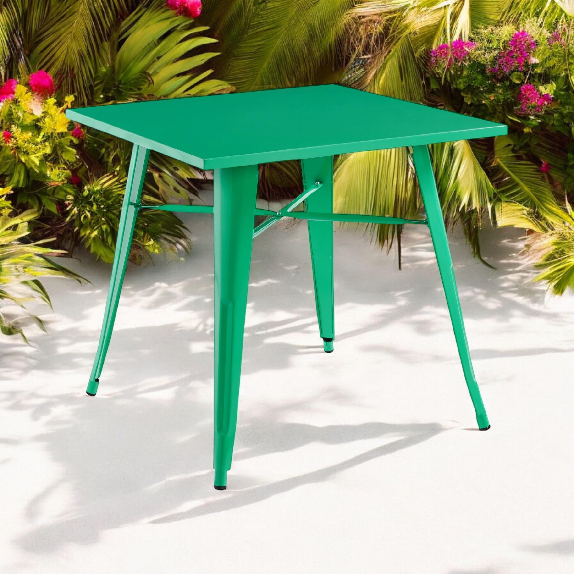 MSL Green Metal Bar Table 80 x 80 x 76 cm