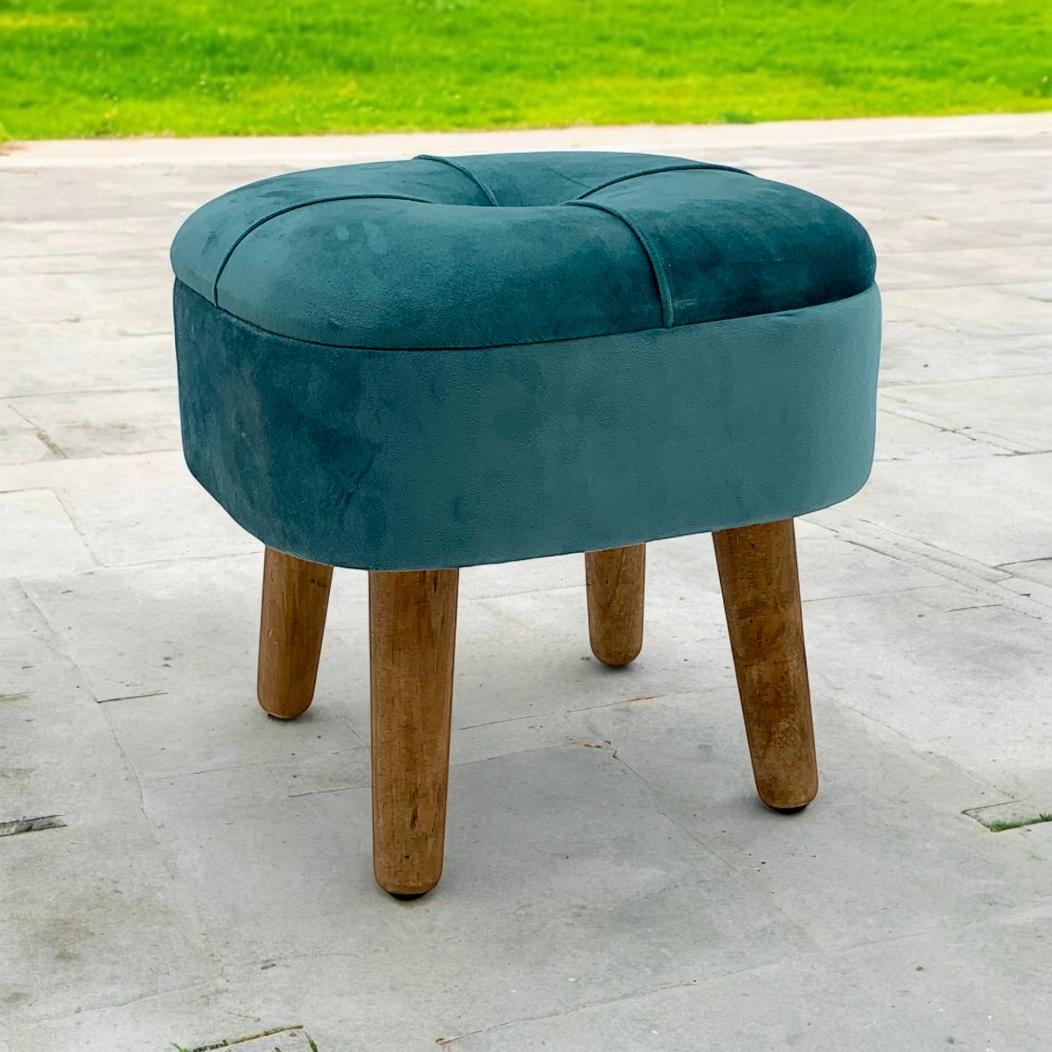 MSL Blue Velvet Stool