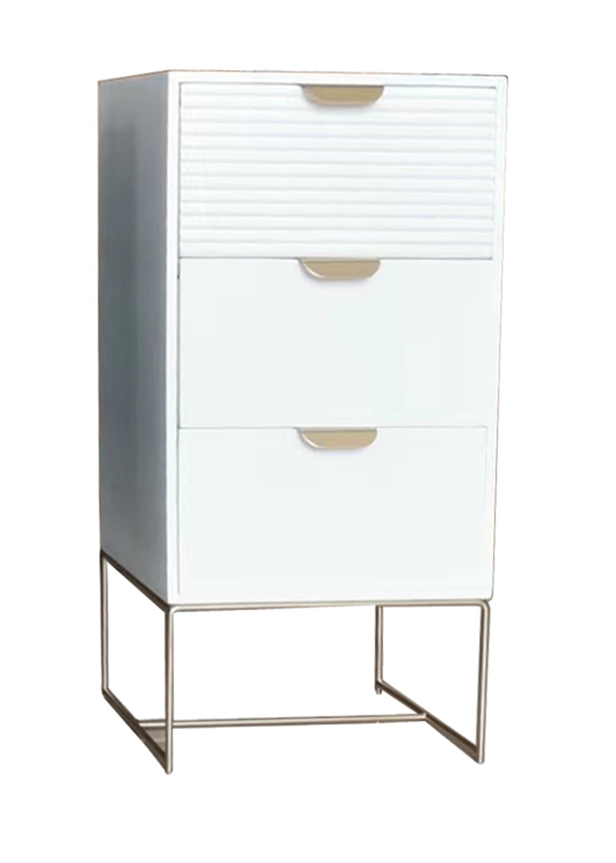 MSL 64cm White Wooden 3 Drawer Bedside Table with Scalloped Edge Design
