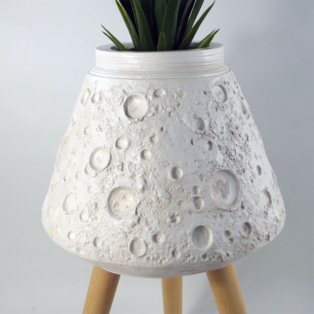 Leaf Large Lunar White Fibreglass Composite Planter 62cm x 40cm