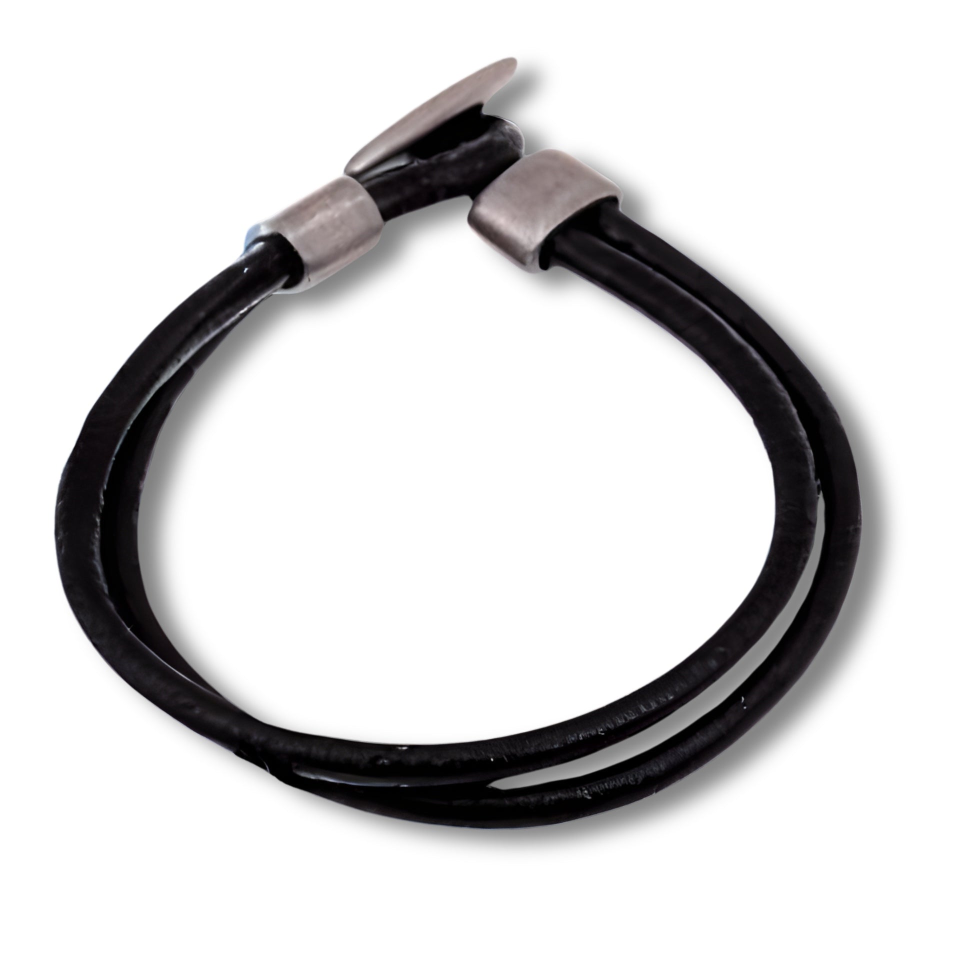 Men's Black Double Leather Bracelet Gift for Men