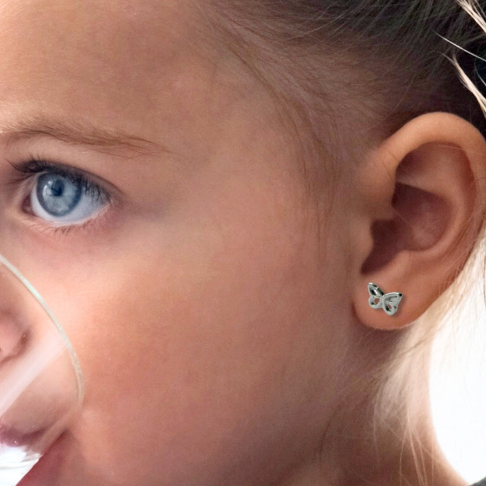 Open Butterfly Silver Stud Earrings
