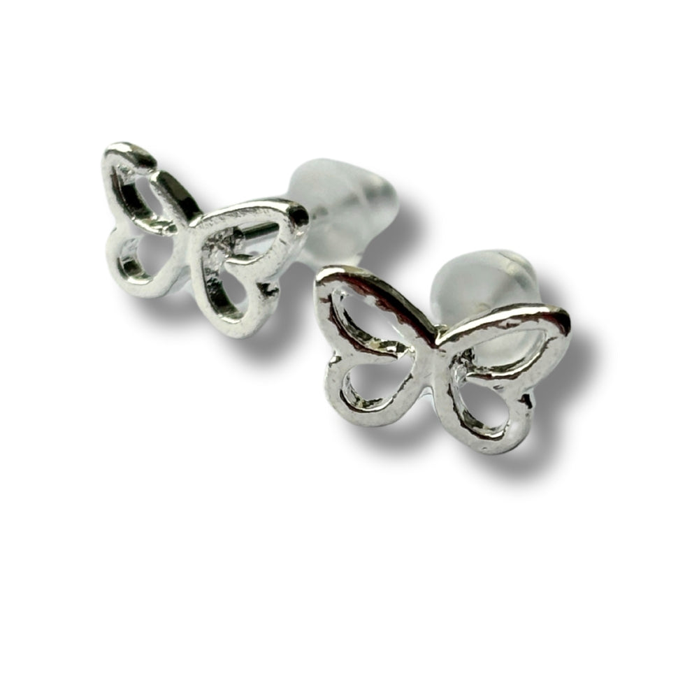 Open Butterfly Sterling Silver Stud Earrings for Girls