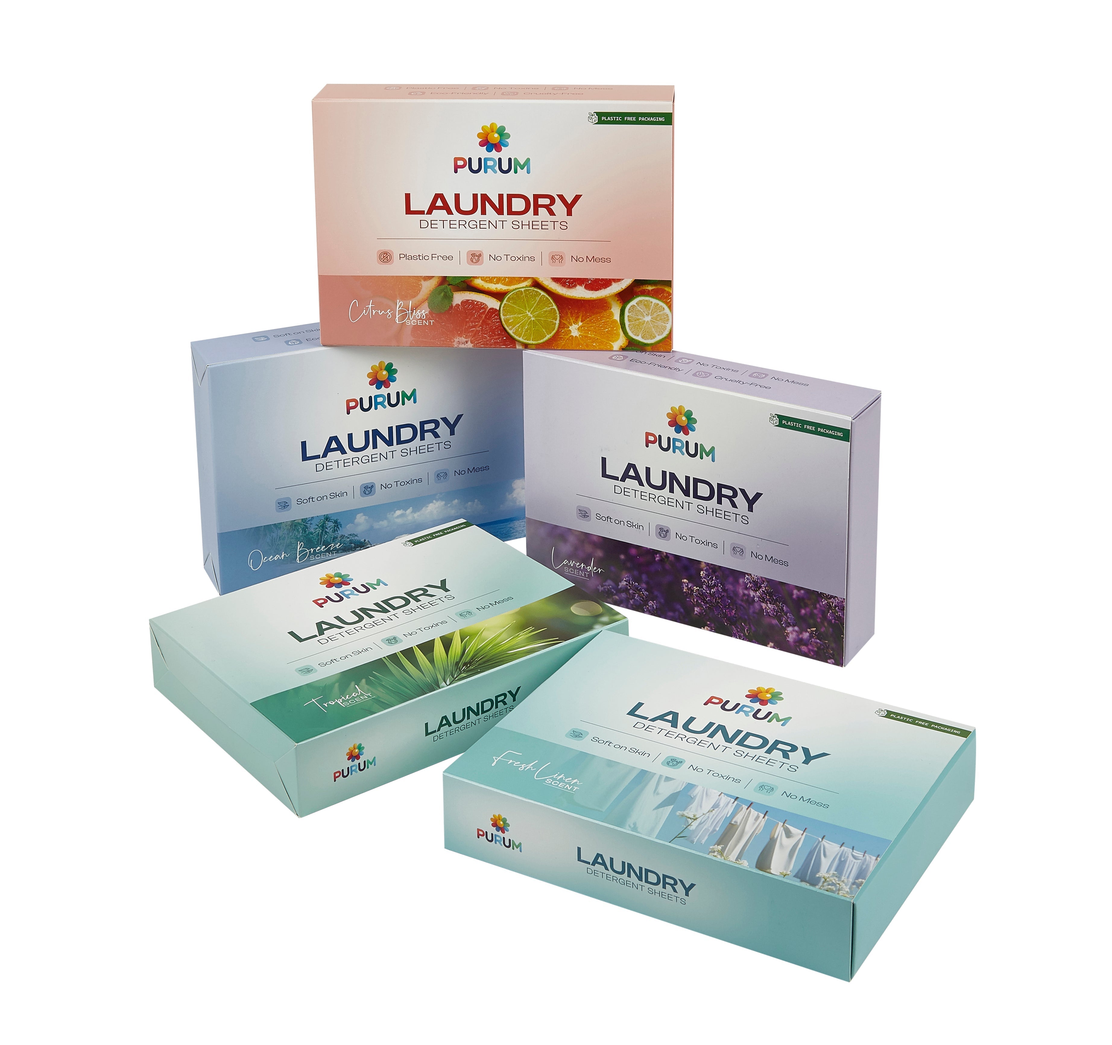 Purum Eco Laundry Mega Bundle – 320 Laundry Sheets + 1.375kg Scent Boosters