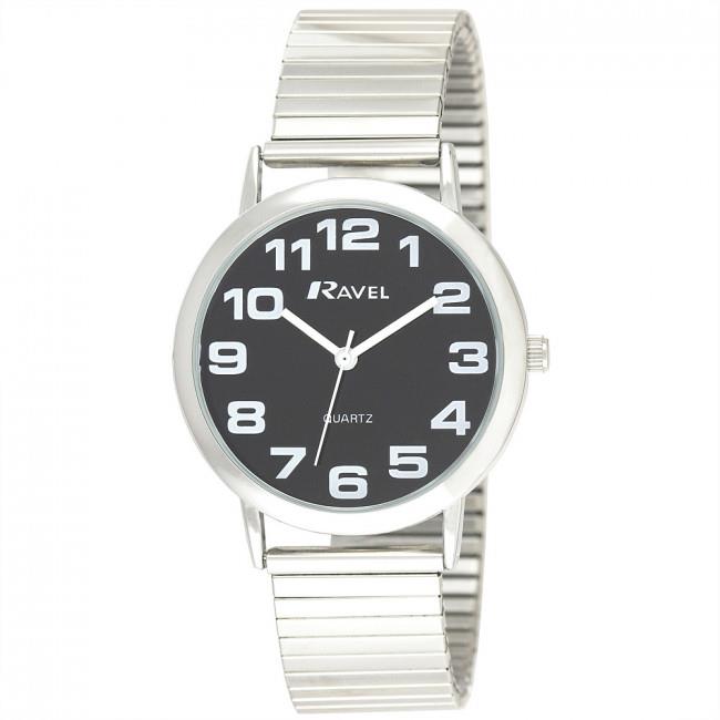 Ravel Mens Stainless Steel Soft Expandable Bracelet Strap Watch R0208.03.1