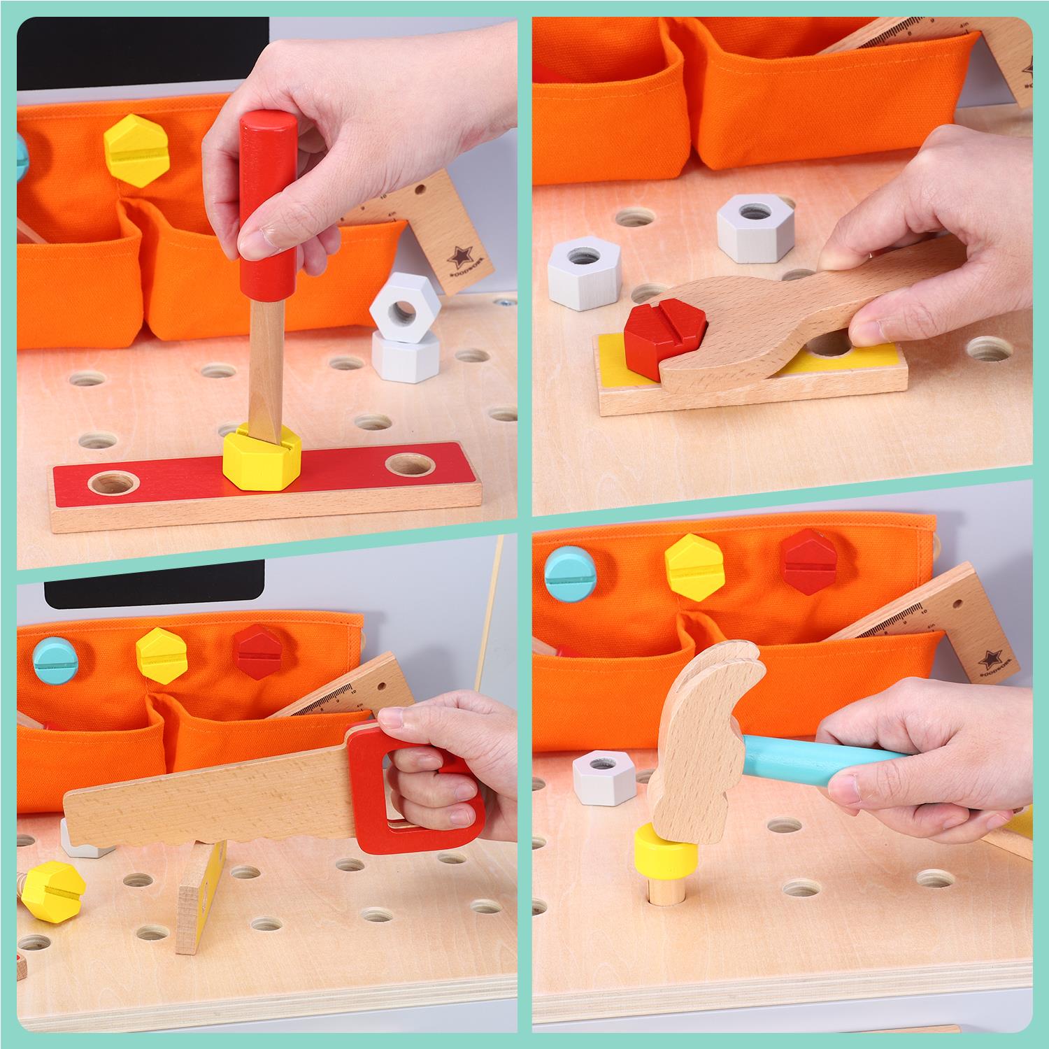 SOKA My First Wooden Workbench Pretend Play Toy for Kids