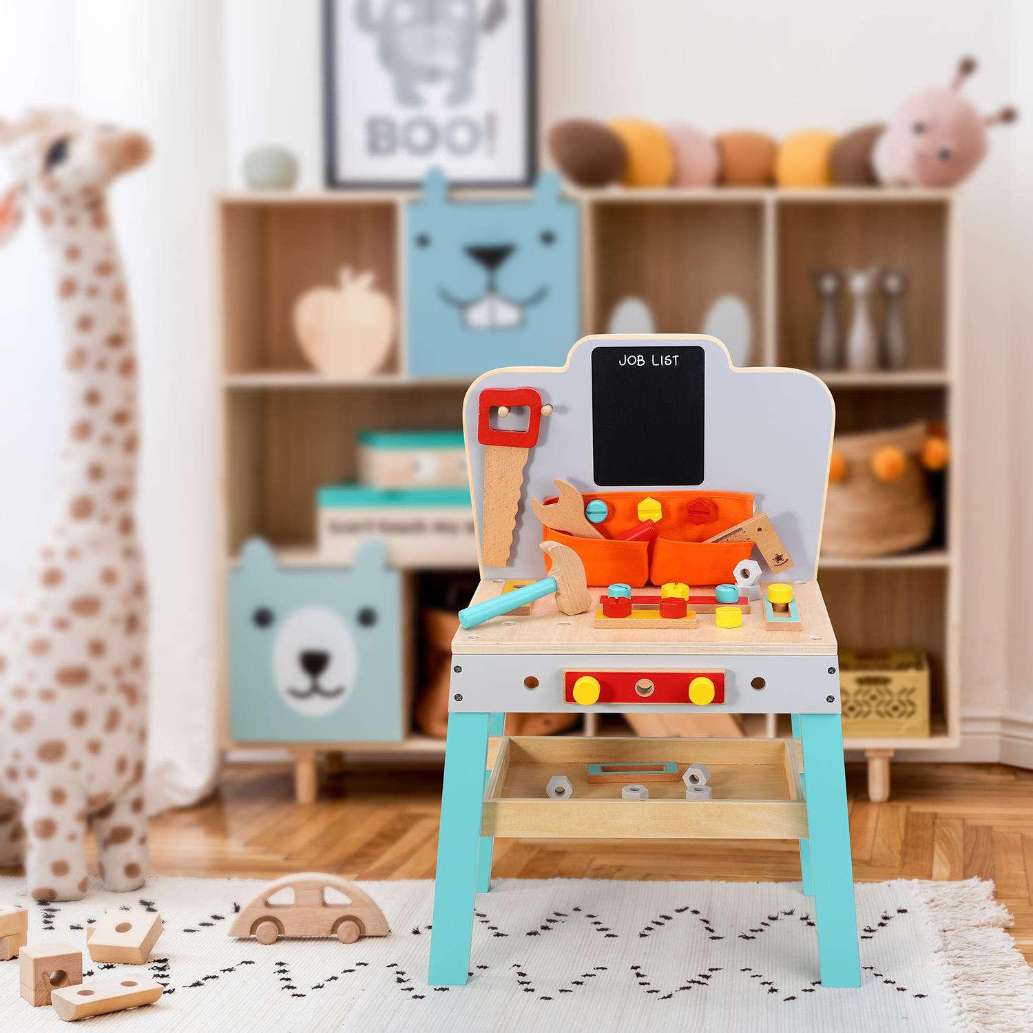 SOKA My First Wooden Workbench Pretend Play Toy for Kids