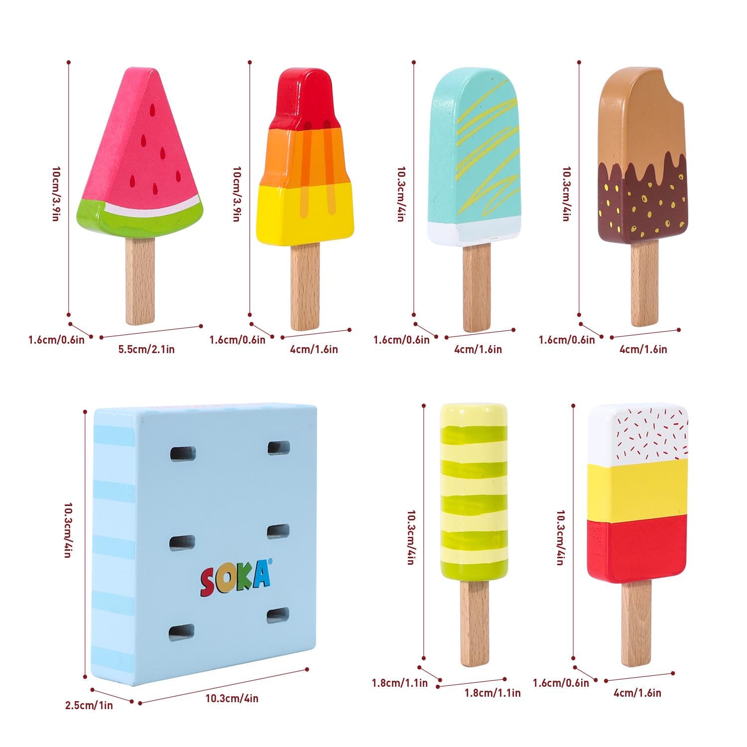 SOKA Play Imagine Learn Wooden Ice Lollies 7-Piece Toy Playset