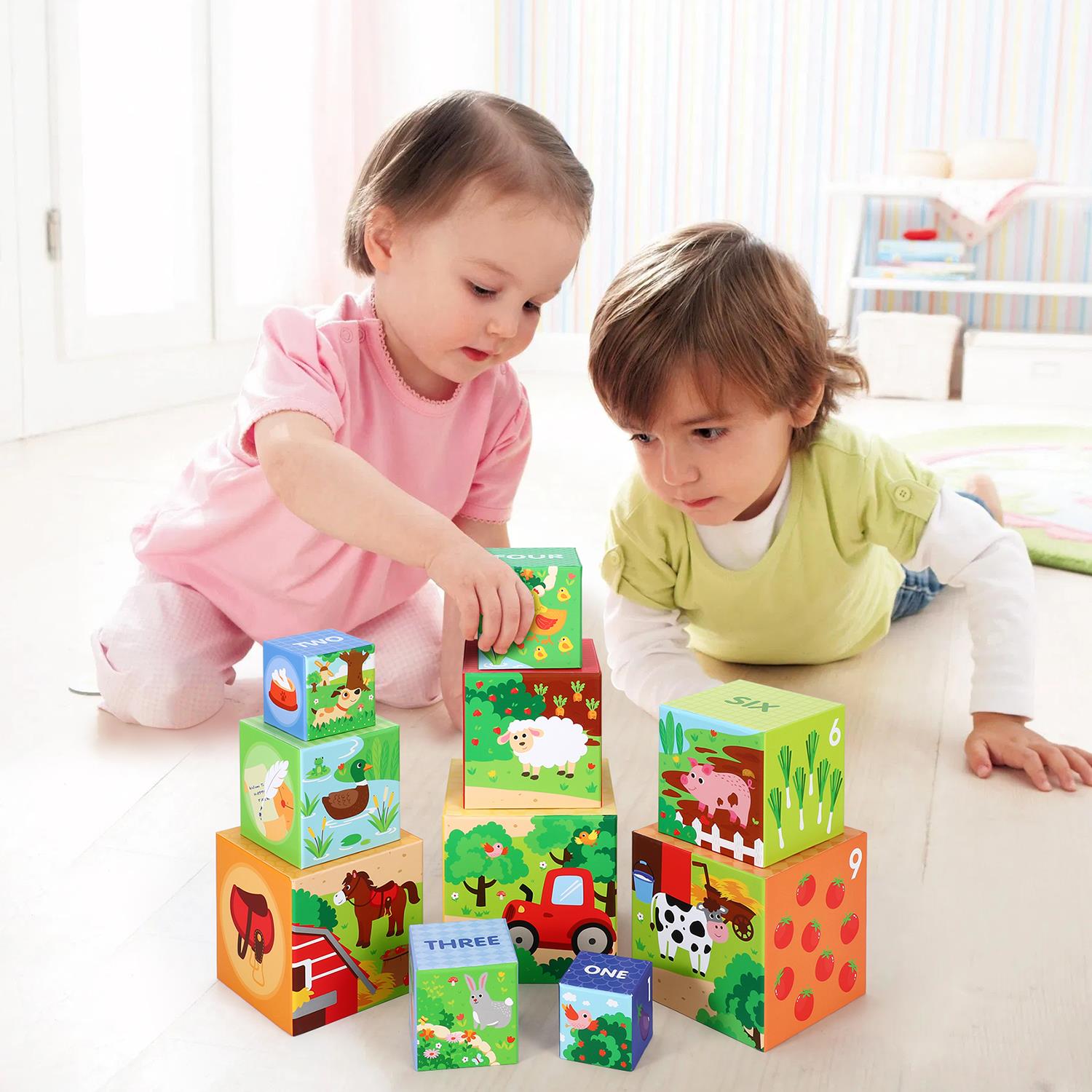 SOKA Play Imagine Learn Farm Stacking Cubes