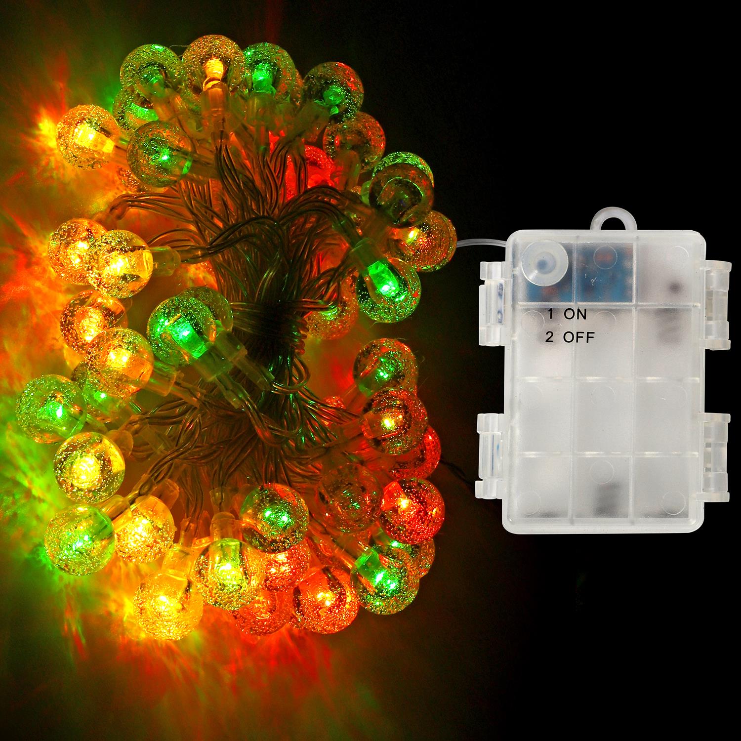 Vinsani 26ft 60 LED Globe Fairy String Lights, Battery Operated, 7 Lighting Modes, IP67 Waterproof