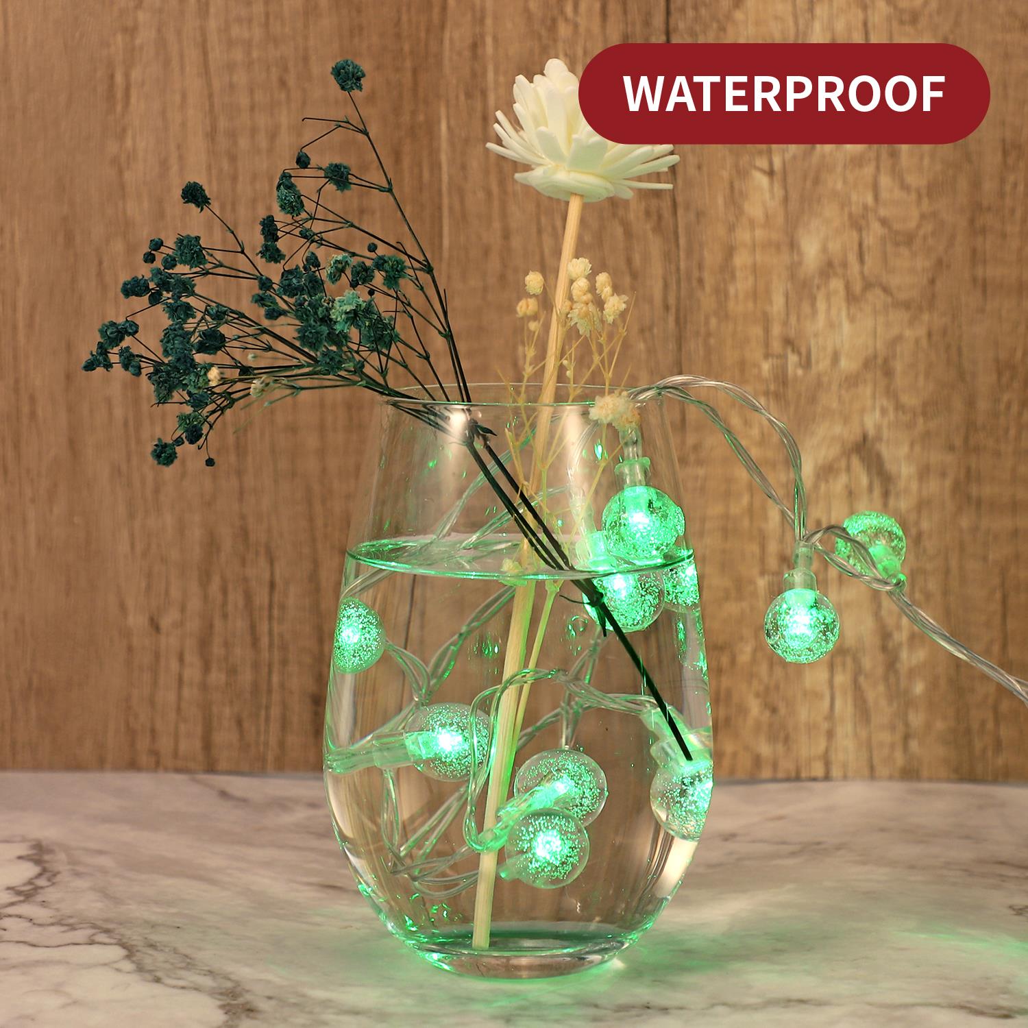 Vinsani 26ft 60 LED Globe Fairy String Lights, Battery Operated, 7 Lighting Modes, IP67 Waterproof